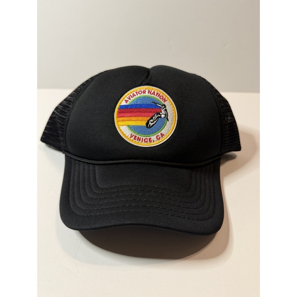 Aviator Nation Trucker Hat Surf Venice Malibu Black Snapback Hat Cap Rare